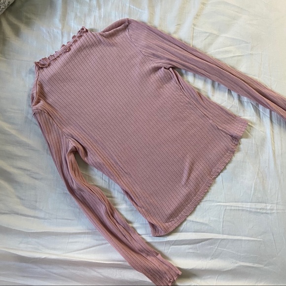 American Apparel Tops - Lettuce trim Mock neck ribbed long sleeve